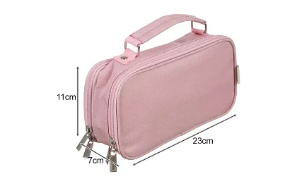 Etui școlar - penar roz cu mânere