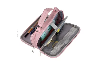 Etui școlar - penar roz cu mânere