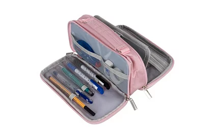 Etui școlar - penar roz cu mânere