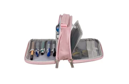 Etui școlar - penar roz cu mânere