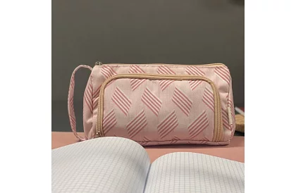 Etui școlar - penar roz cu model