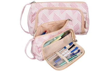 Etui școlar - penar roz cu model