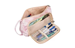 Etui școlar - penar roz cu model