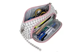 Etui școlar - penar cu carouri