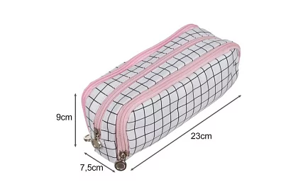 Cutie de școală extensibilă - penar în carouri