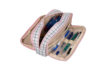 Cutie de școală extensibilă - penar în carouri