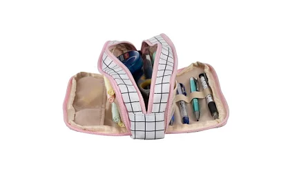 Cutie de școală extensibilă - penar în carouri