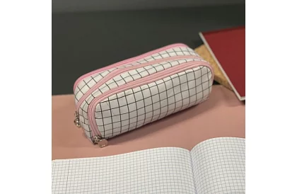 Cutie de școală extensibilă - penar în carouri