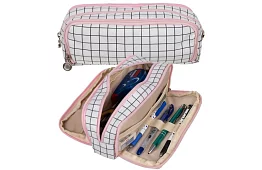 Cutie de școală extensibilă - penar în carouri