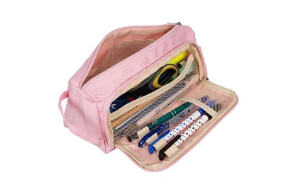 Etui școlar - penar roz cu mânere