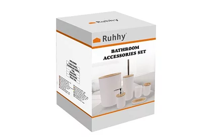 Accesorii pentru baie - set alb de 6 bucăți