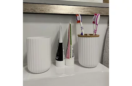 Accesorii pentru baie - set alb de 6 bucăți