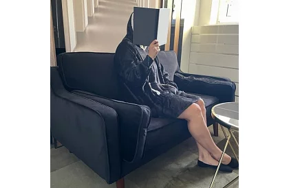 Mare pulover oversized - pătură neagră