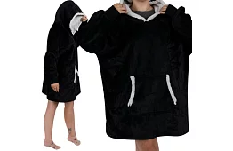 Mare pulover oversized - pătură neagră