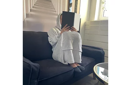 Mărimea oversize hanorac - pătură gri