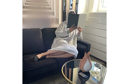 Mărimea oversize hanorac - pătură gri