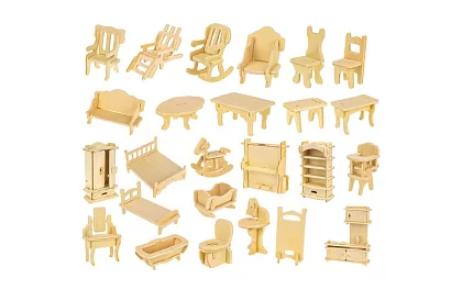 Mobilier din lemn pentru casa de păpuși