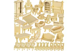 Mobilier din lemn pentru casa de păpuși