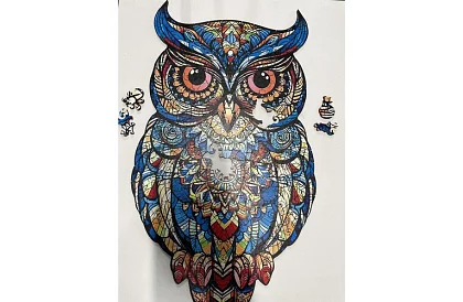 Puzzel din lemn bufniță - 177 piese - 38 x 21,5 cm