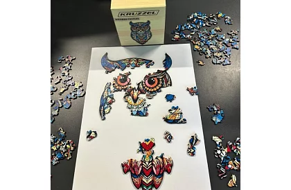 Puzzel din lemn bufniță - 177 piese - 38 x 21,5 cm