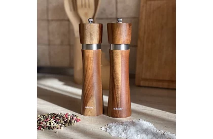 Măcinile manuale din lemn de acacia pentru condimente - set de 2 bucăți