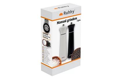 Râșnițe manuale pentru condimente 2 bucăți - Black and White