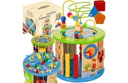 Jucărie educațională din lemn - multe funcții și jocuri