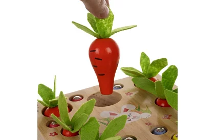 Joc educativ din lemn 2în1 – grădină magnetică