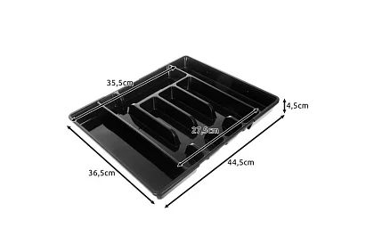 Organizator din bambus pentru sertare – suport de tacâmuri negru