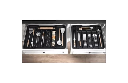 Organizator din bambus pentru sertare – suport de tacâmuri negru