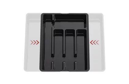 Organizator din bambus pentru sertare – suport de tacâmuri negru