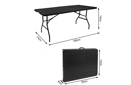 Masă de grădină pliabilă 180 cm – neagră