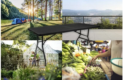 Masă de grădină pliabilă 180 cm – neagră