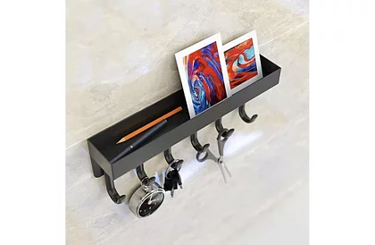 Raft magnetic de perete cu cârlige – 6 cârlige