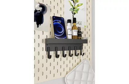 Raft magnetic de perete cu cârlige – 6 cârlige