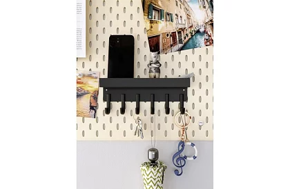 Raft magnetic de perete cu cârlige – 6 cârlige