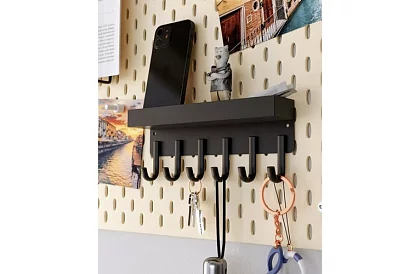 Raft magnetic de perete cu cârlige – 6 cârlige