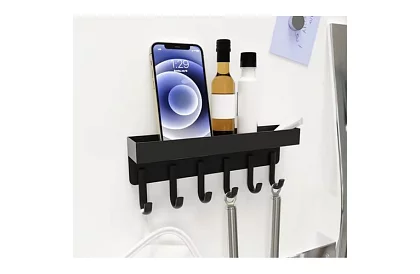 Raft magnetic de perete cu cârlige – 6 cârlige