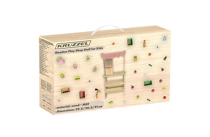 Stand de vânzare din lemn cu accesorii