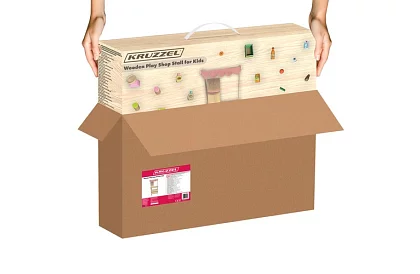 Stand de vânzare din lemn cu accesorii