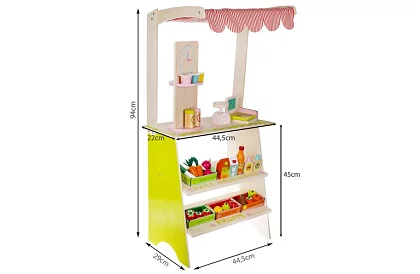 Stand de vânzare din lemn cu accesorii