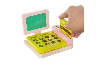 Stand de vânzare din lemn cu accesorii