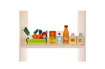 Stand de vânzare din lemn cu accesorii