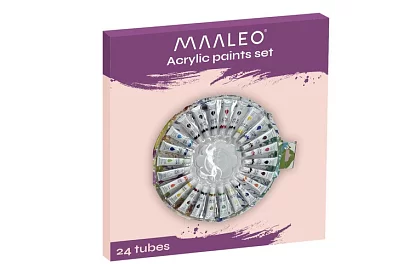 Set de vopsele acrilice – 24 x 12 ml + paletă