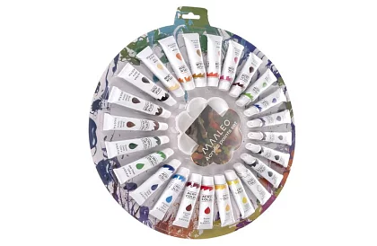 Set de vopsele acrilice – 24 x 12 ml + paletă