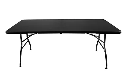 Masa de lucru pliabilă neagră 180 cm + 2 bănci