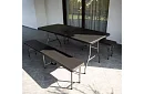 Masa de lucru pliabilă neagră 180 cm + 2 bănci