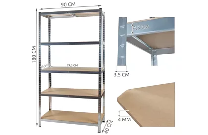 Raft de stocare 5 polițe 180x90x40 cm