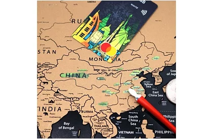 Harta de zgâriere cu steaguri – Scratch Map the World + accesorii