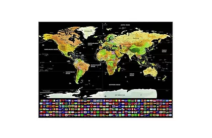 Harta de zgâriere cu steaguri – Scratch Map the World + accesorii